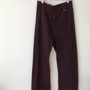 Zara - Plum - Wide Leg Trouser - Cotton - Front Rib - Size 40 / 8 Women